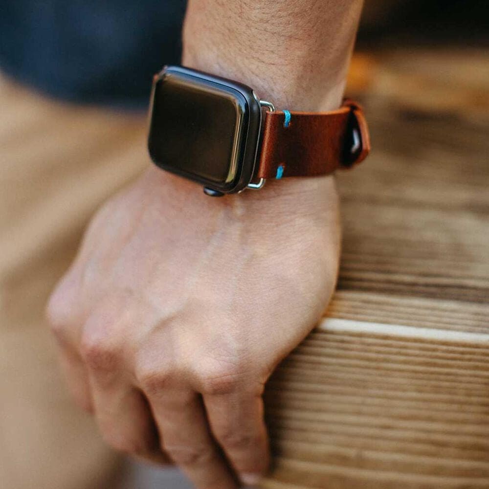 Bluebonnet Cases Band Leather for Apple Watch in Bordeaux Brown, , large