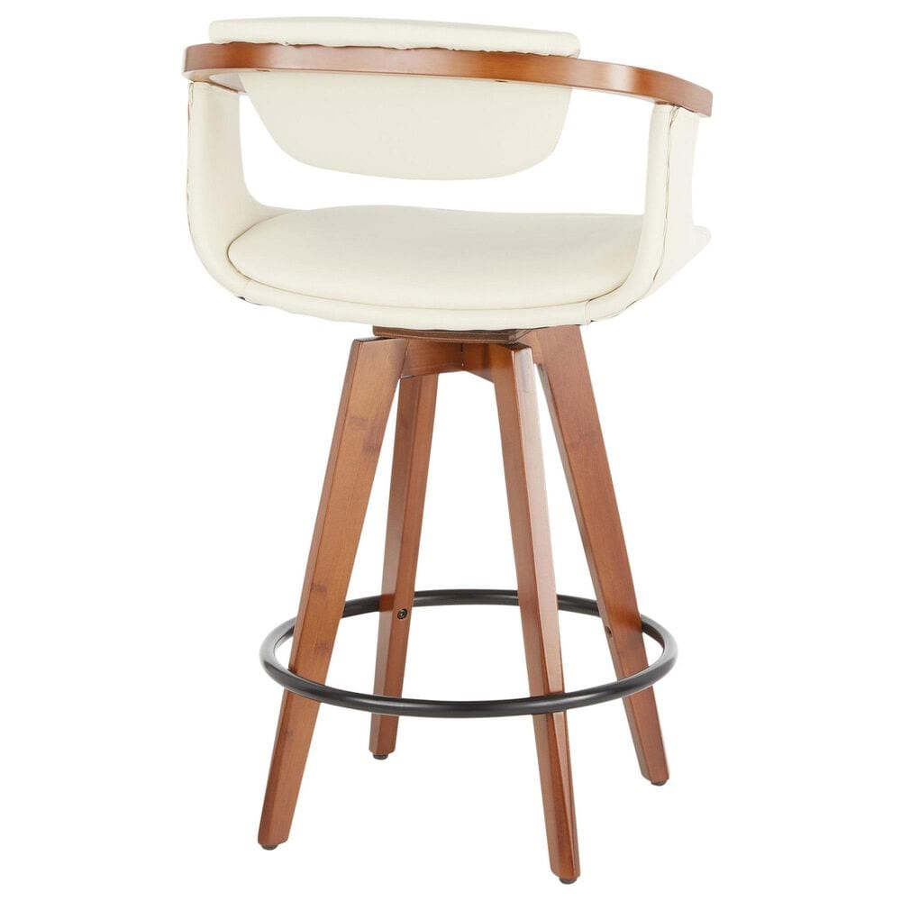Lumisource Oracle Swivel Counter Stool with Cream Cushion in Walnut and Black, , large