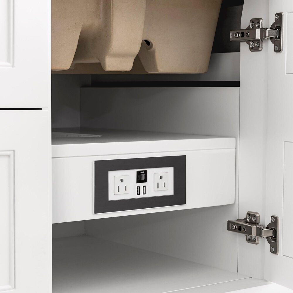 James Martin Breckenridge 48&quot; Single Bathroom Vanity in Bright White with 3 cm Carrara White Marble Top and Rectangular Sink, , large