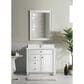 James Martin Vanities Bristol 36" Single Bathroom Vanity in Bright White with Single Hole 3 cm White Zeus Quartz Top and Rectangular Sink, , large