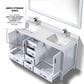 Lexora Home Jacques 60" Double Bathroom Vanity in White with 2 cm White Cultured Marble Top and Rectangular Sinks, , large