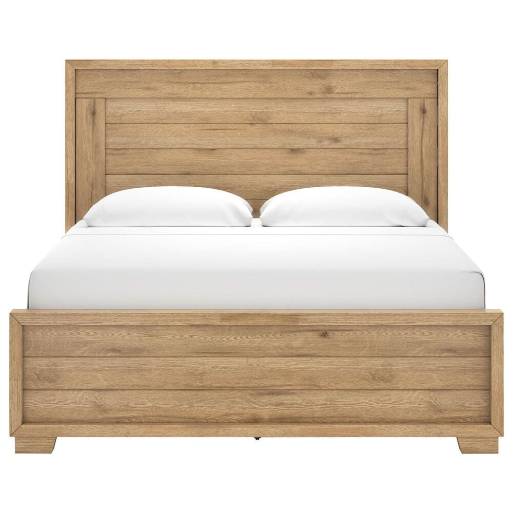Ashley Galliden King Panel Bed in Light Brown, , large