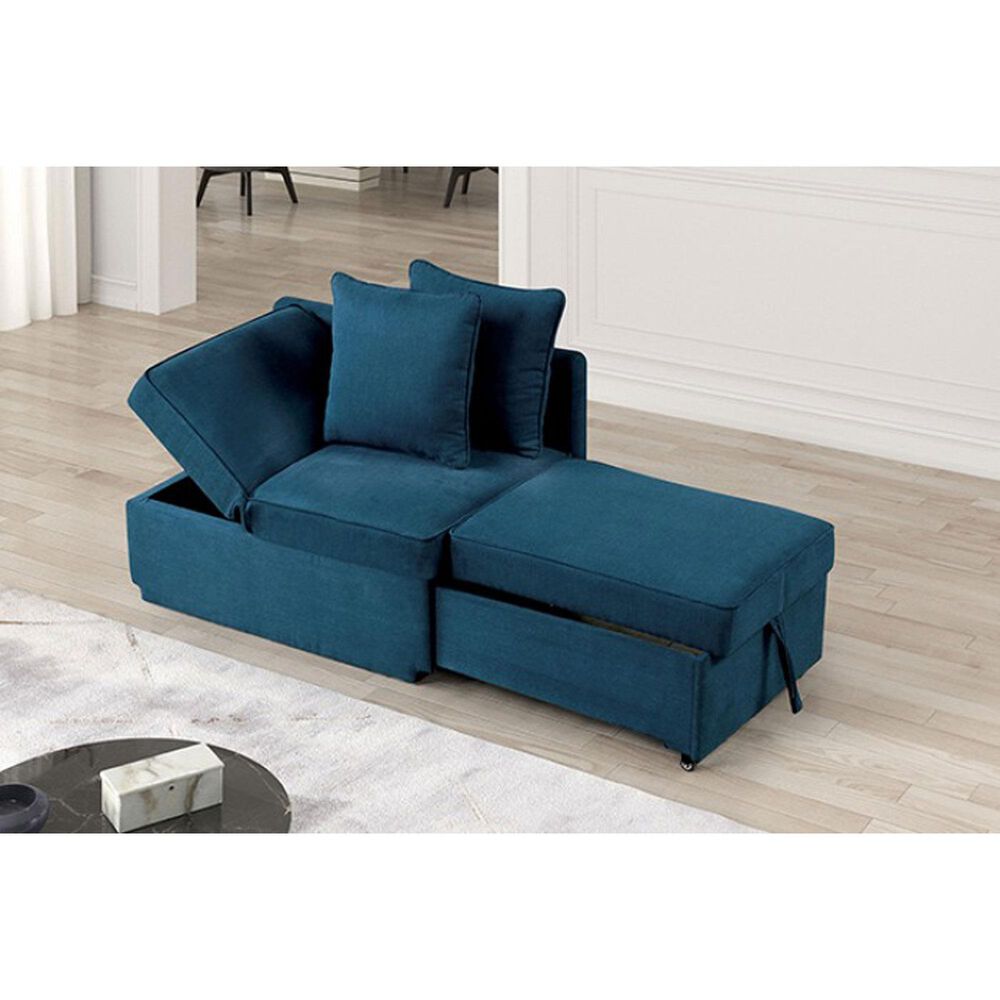 Furniture of America Woburn Convertible Chaise Lounger with Caster in Blue, , large