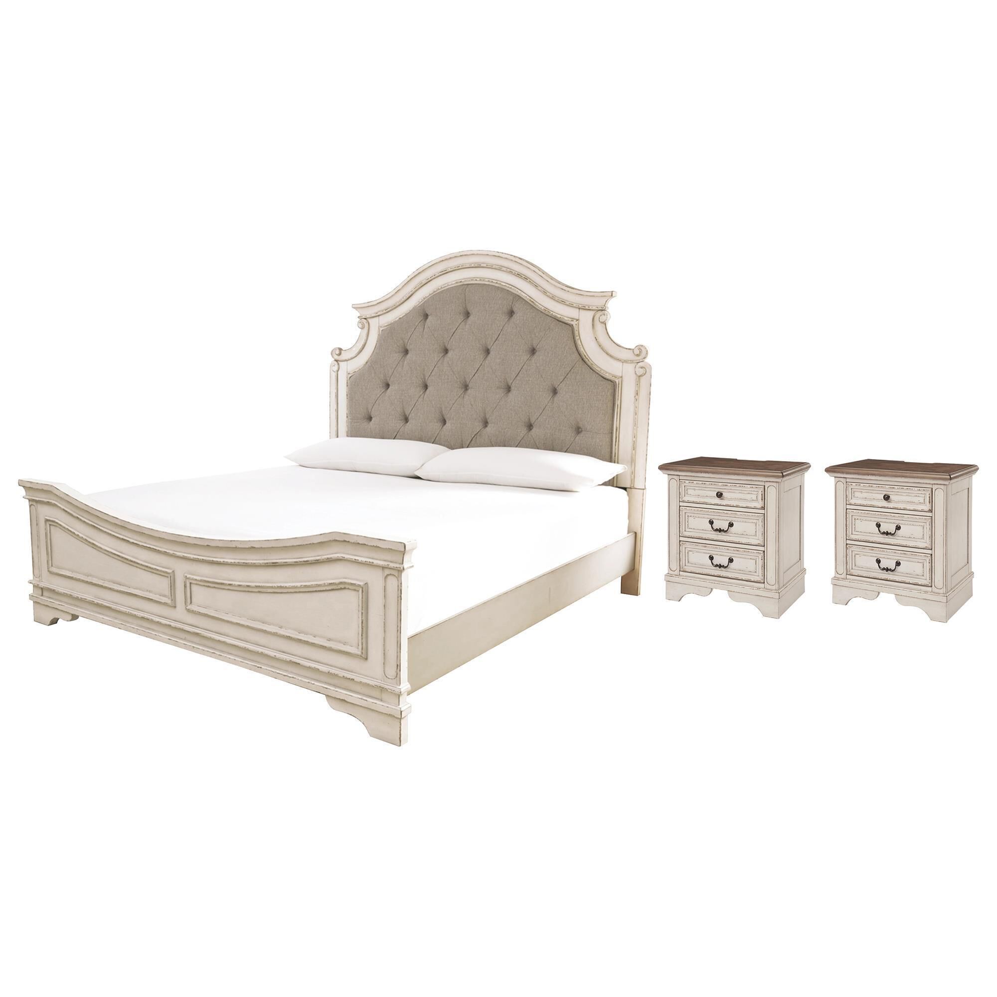 Realyn chipped white queen panel bed deals