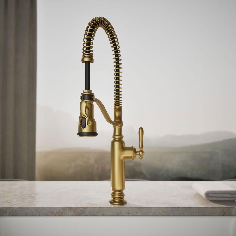 Kohler Tournant Semi-Professional Pull Down Kitchen Sink Faucet in Vibrant Brushed Moderne Brass, , large