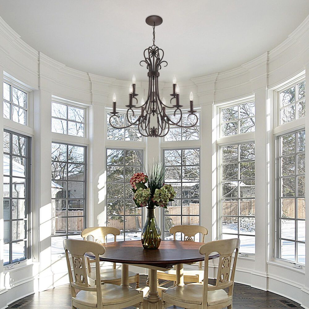 Golden Lighting Homestead 9-Light Candelabra Chandelier in Rubbed Bronze, , large