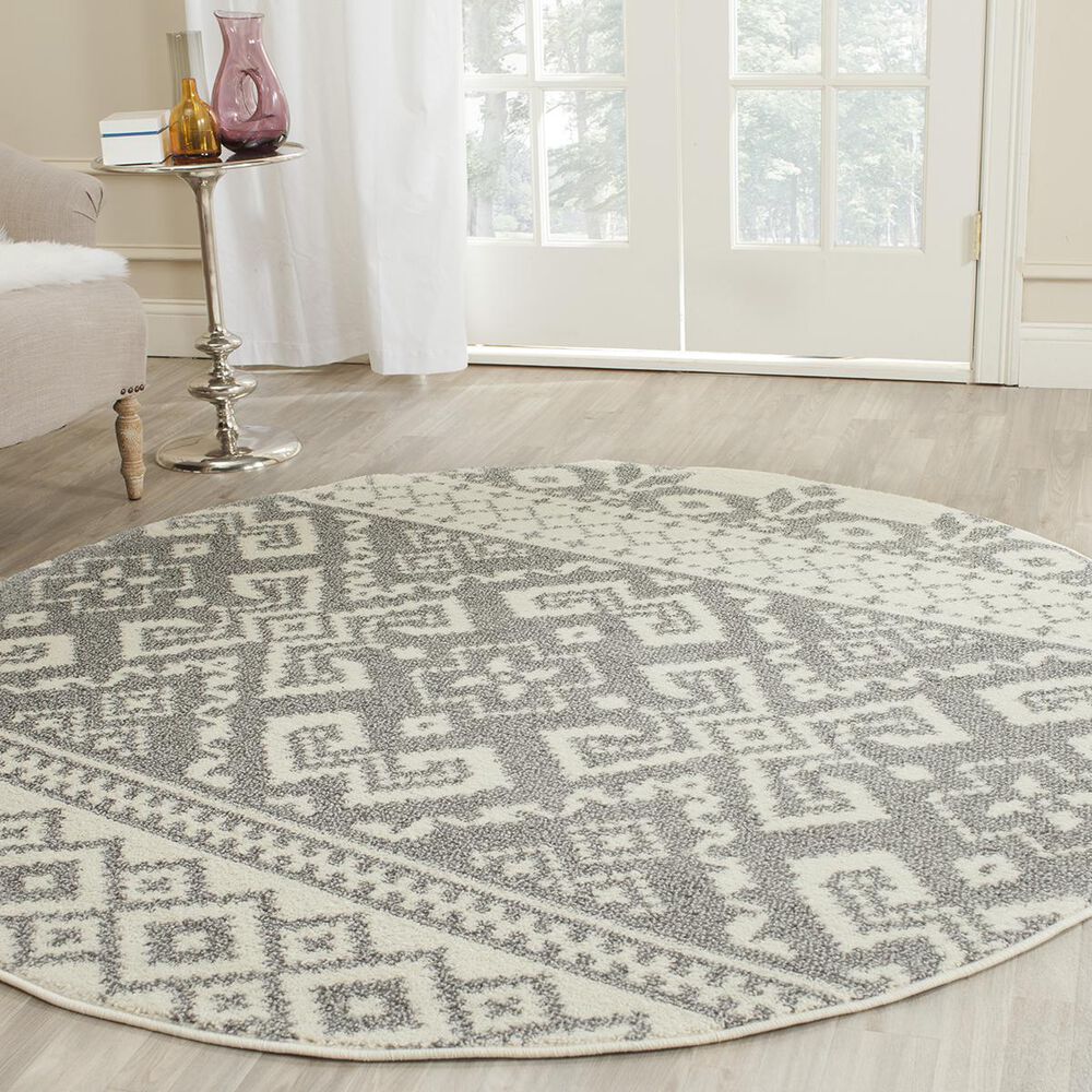 Safavieh Adirondack ADR107B-6R 6" x 6"  Ivory/Silver Round Rug, , large