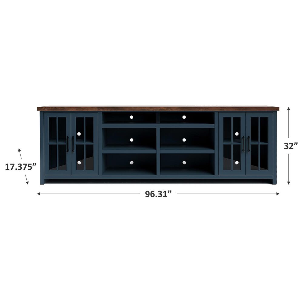 Endress International Nantucket 97&quot; Super Console in Blue Denim and Whiskey, , large