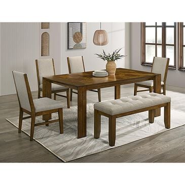 Crown Mark Hollister Upholstered Dining Bench in Brown, , large