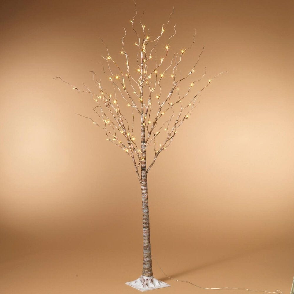 The Gerson Company Everlasting Glow 6" Electric Birch Tree with 88 Warm White LED Lights, , large