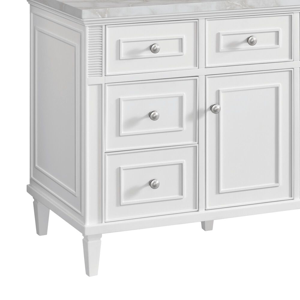 James Martin Vanities Lorelai 48" Single Bathroom Vanity in Bright White with 3 cm Eternal Jasmine Pearl Silestone Top, Rectangular Sink and FreePower Wireless Charger, , large