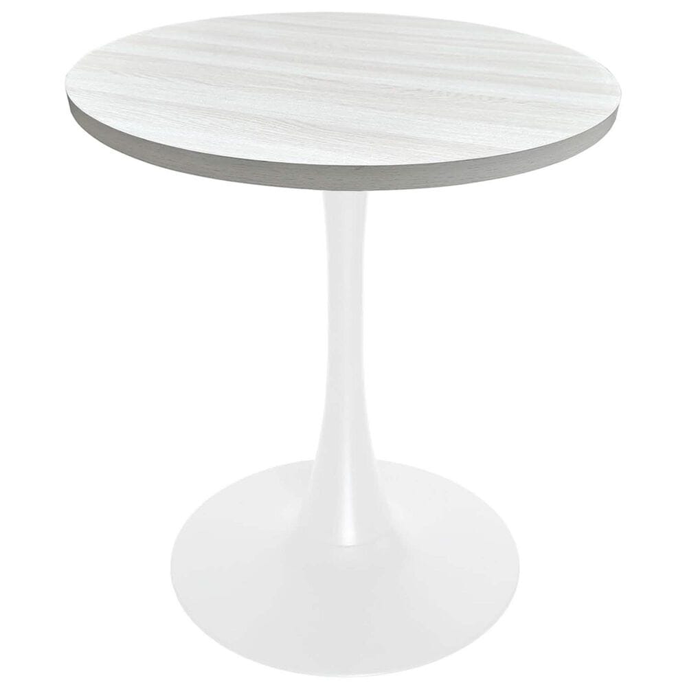 Leisuremod LeisureMod Bristol Dining table, White Base with 27 Round Light Natural MDF top, , large