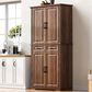 HOMLUX 71" Tall Kitchen Pantry Cabinet with 3 Pull Out Cabinet Organizers in Brown, , large