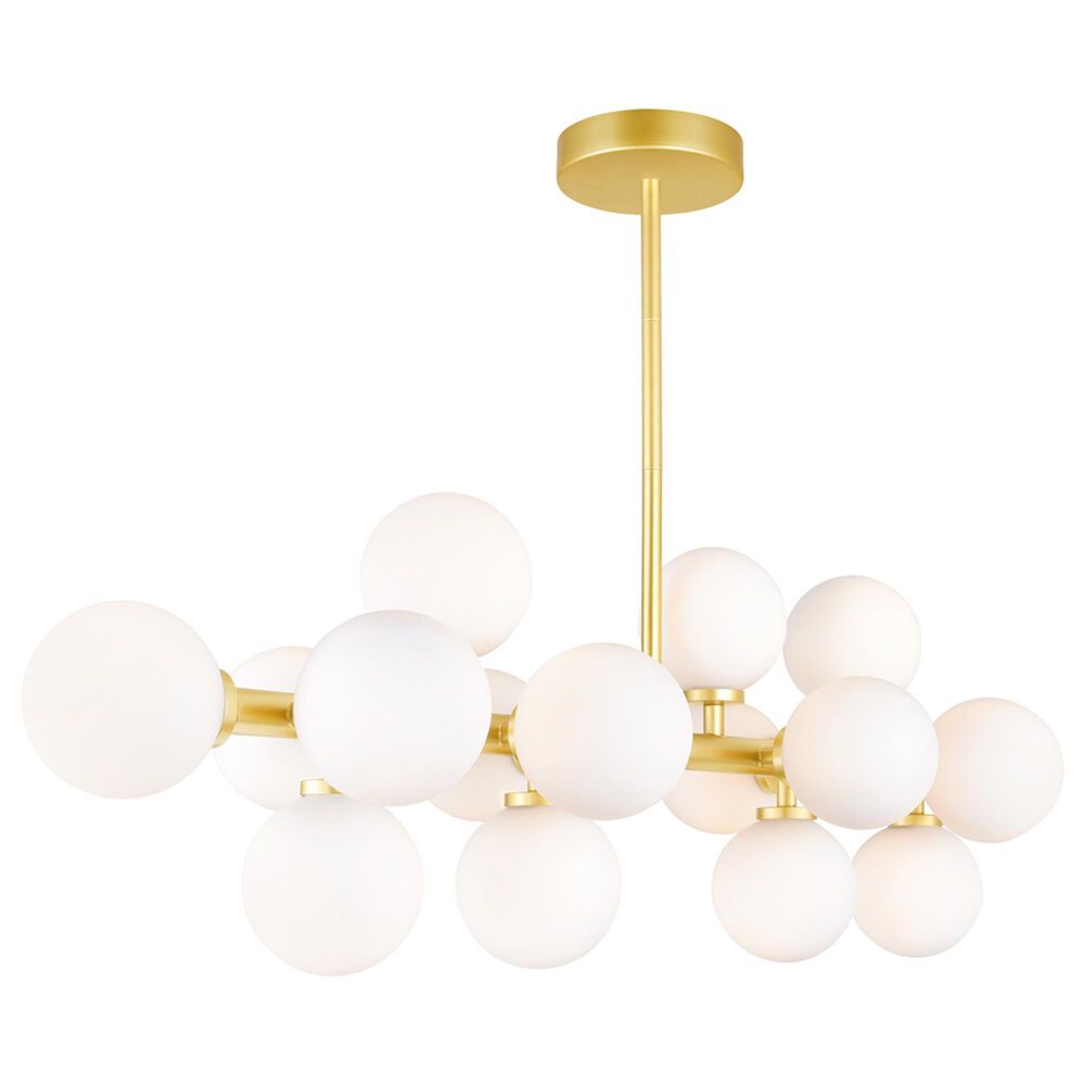 CWI Lighting Arya 16-Light Chandelier with White Shade in Satin Gold, , large