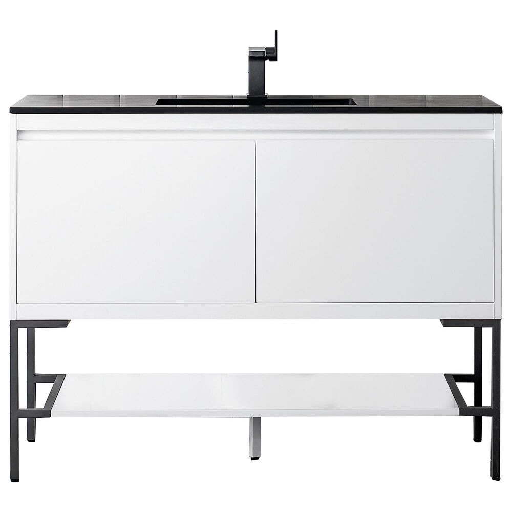 James Martin Vanities Mantova 47.3" Single Vanity Cabinet in Mid-Century Walnut and Brushed Nickel, , large