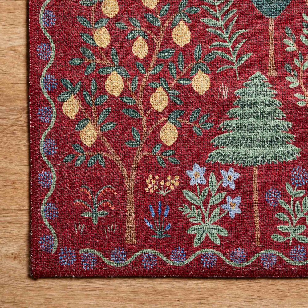 Rifle Paper Co. Menagerie  2&#39;3&quot; x 3&#39;9&quot; Crimson Area Rug, , large