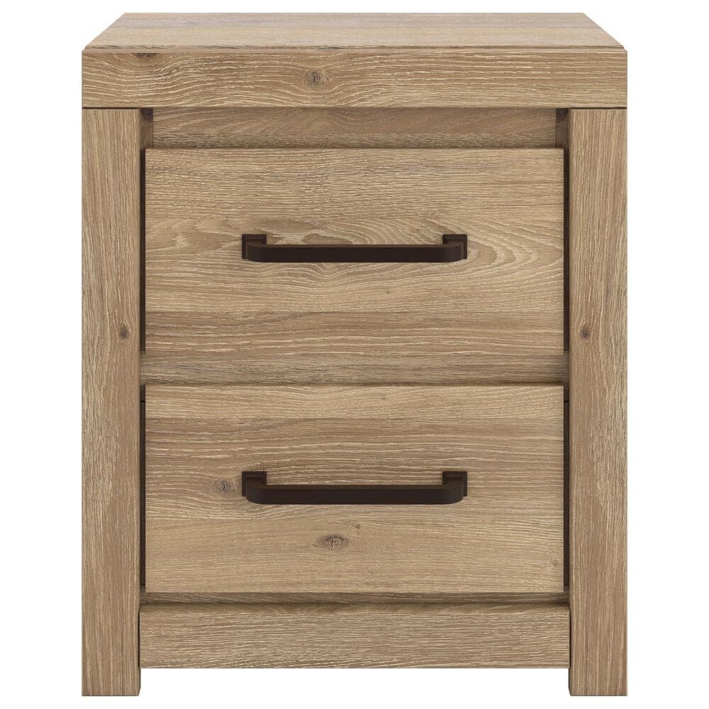 Ashley Brozmont King Platform Panel Bed with Two Nightstands in Natural Brown, , large