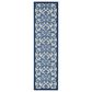 Nourison Aloha Damask 2" x 6" Grey and Blue Indoor/Outdoor Runner, , large