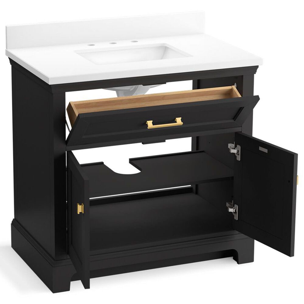 Kohler Charlemont 36&quot; Single Bathroom Vanity in Ferrous Grey with 3 cm White Quartz Top and Rectangular Sink, , large