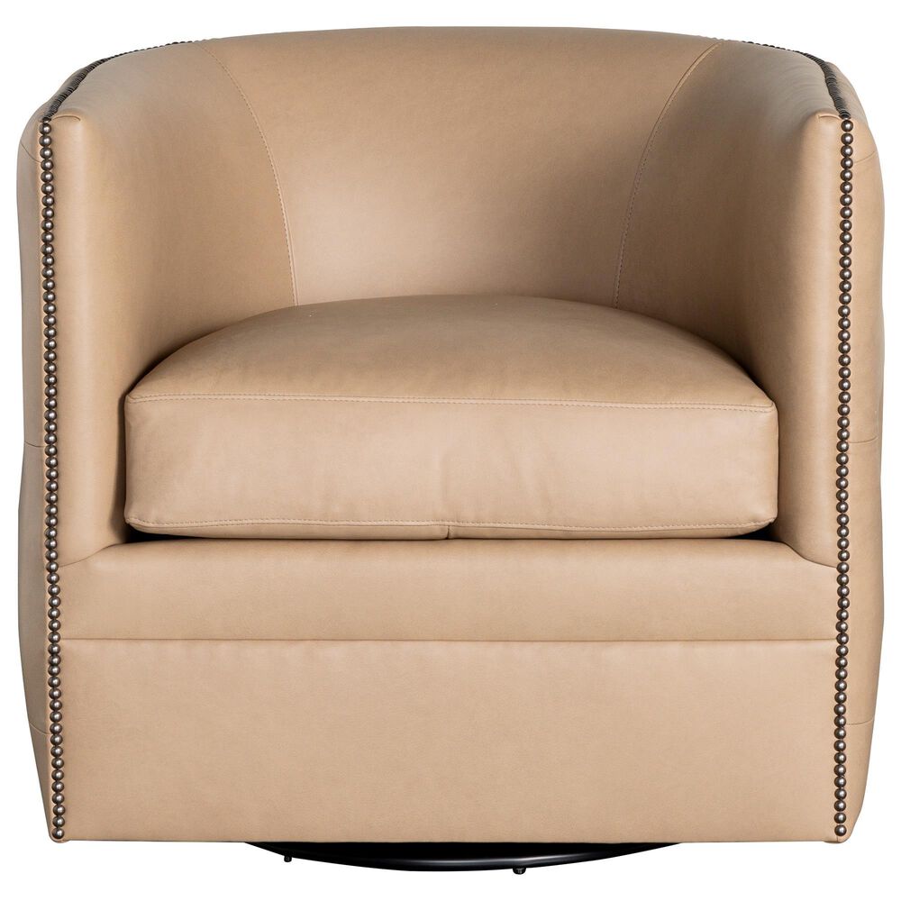 Bernhardt Austin Leather Swivel Accent Chair in Life, , large