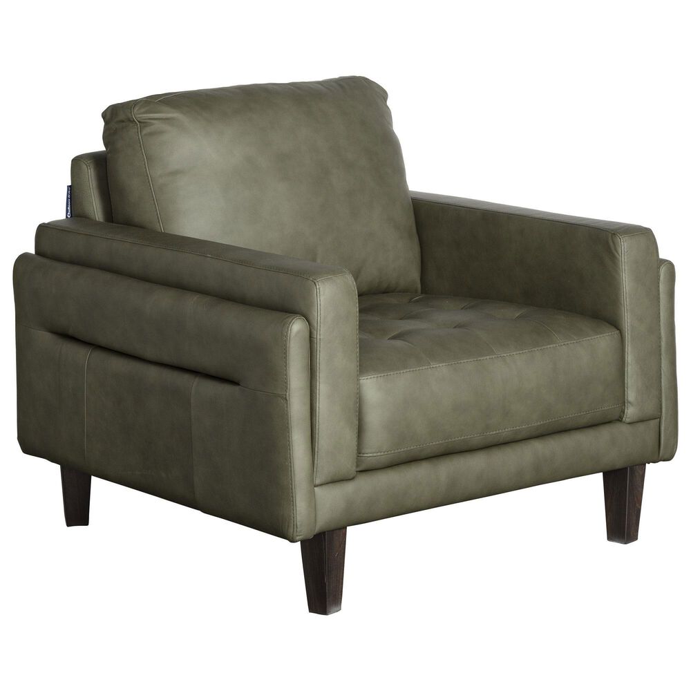 Chateau d'Ax 4-Piece Stationary Leather Living Room Set in Olive Green, , large
