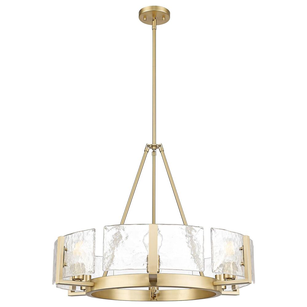 Golden Lighting Aenon 6-Light Wide Chandelier with Hammered Water Glass Shade in Brushed Champagne Bronze, , large