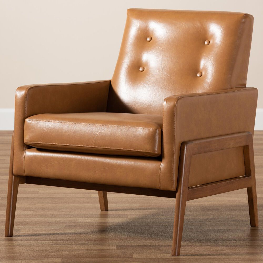 Baxton Studio Perris Lounge Chair in Tan, , large