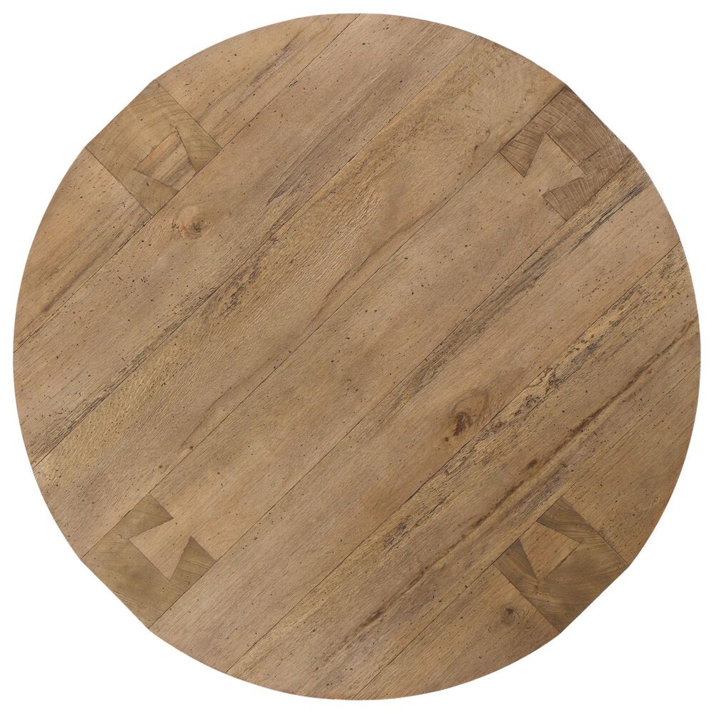 Four Hands Abaso Round Coffee Table in Rustic Wormwood Oak, , large