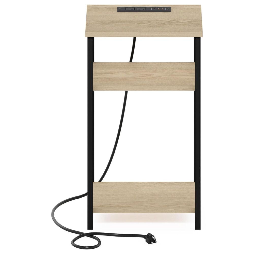 HOMLUX 22.7" 3-Tier End Table in Bauhaus Oak and Black, , large