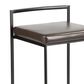 Lumisource Fuji Stackable Counter Stool with Brown Faux Leather Cushion in Black (Set of 2), , large