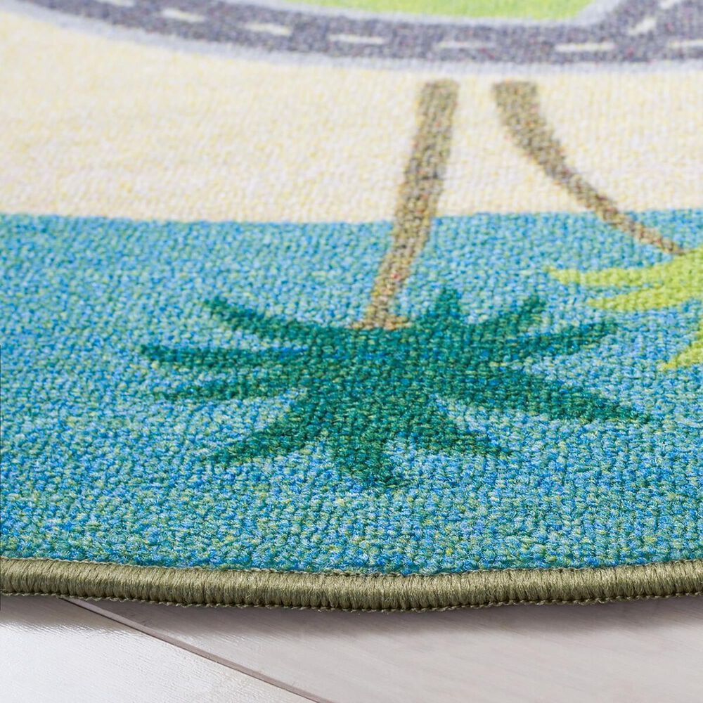 Safavieh Kids Playhouse KPH202M 5&#39; Round Blue and Green Rug, , large