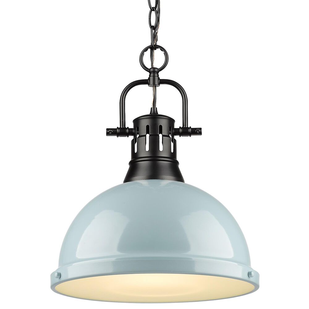 Golden Lighting Duncan 1-Light Pendant with Chain in Matte Black, , large