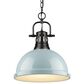 Golden Lighting Duncan 1-Light Pendant with Chain in Matte Black, , large
