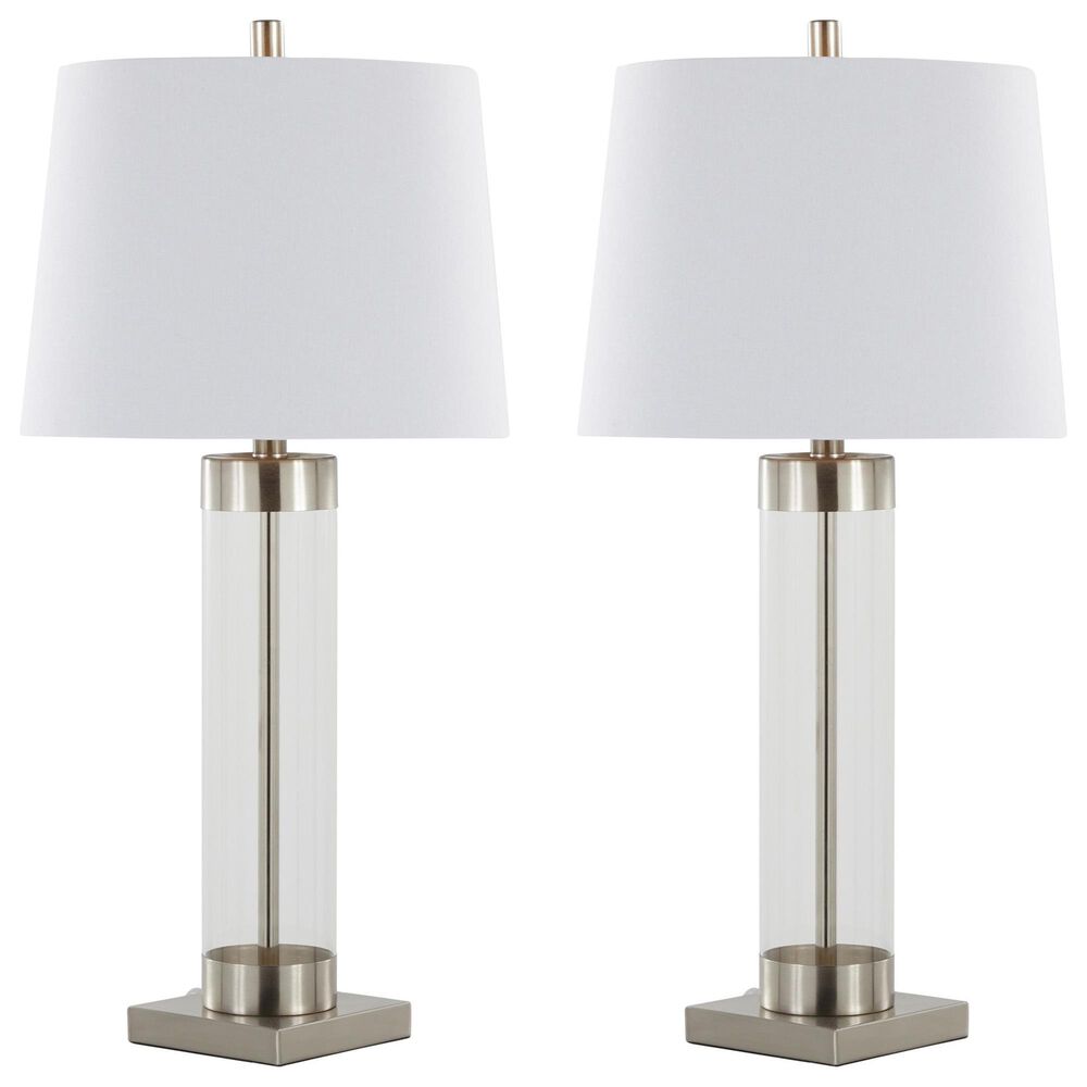 LumiSource Glacier Glass Table Lamp in Clear and Brushed Nickel (Set of 2), , large
