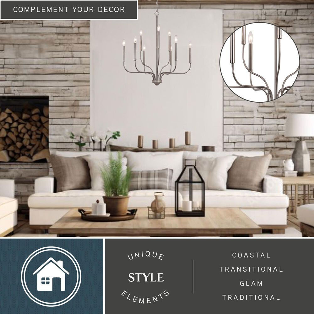 Vaxcel Harris 9-Light Chandelier in Satin Nickel, , large