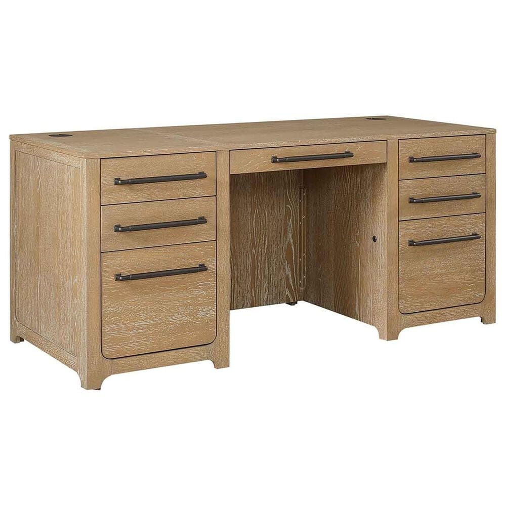 Wycliff Bay Canyon Drive Office Double Pedestal Desk in Natural Oak, , large