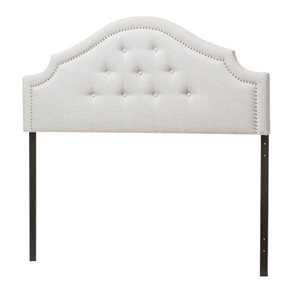 Baxton Studio Cora Queen Upholstered Headboard in Greyish Beige, , large