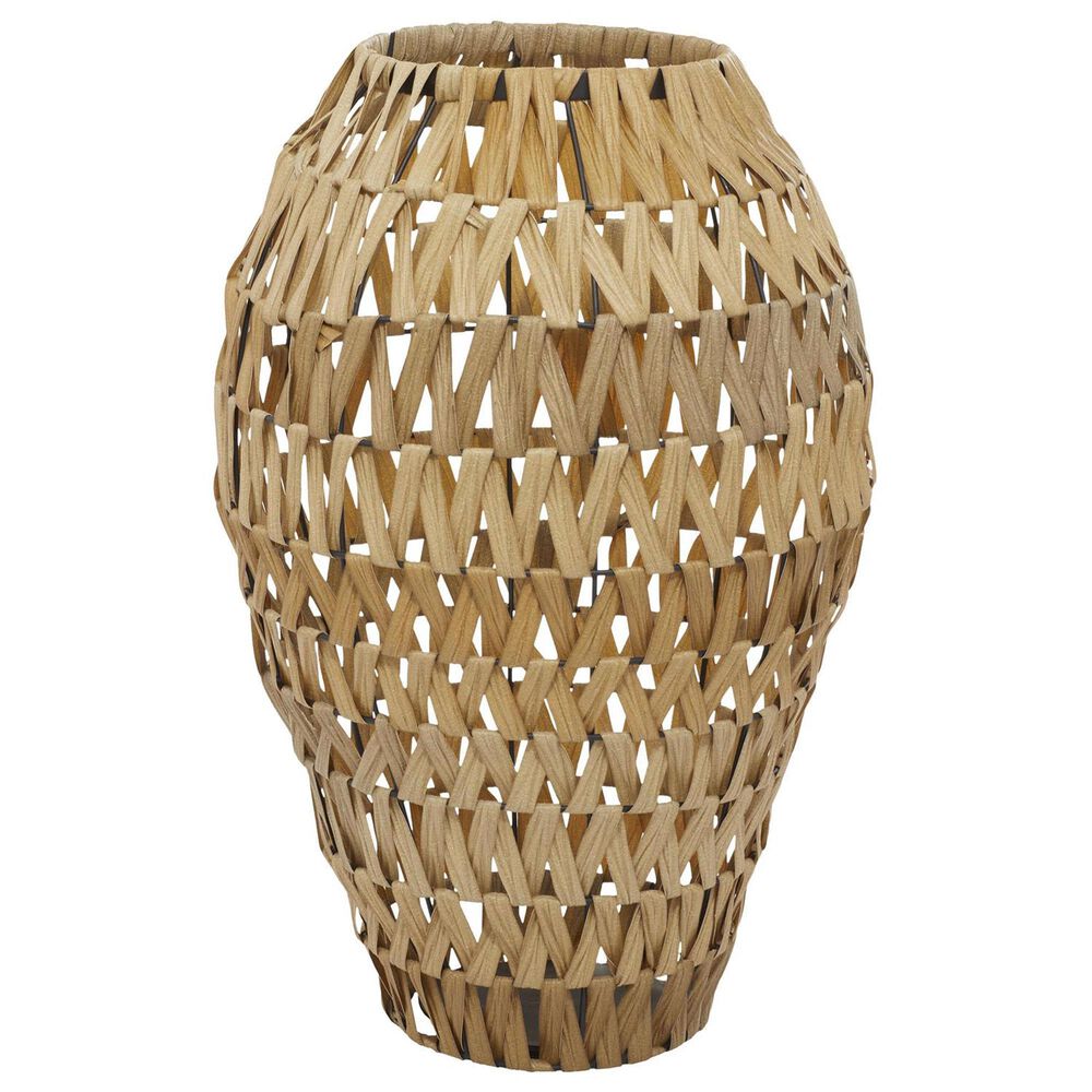 Maple and Jade Plastic Rattan Handmade Decorative Vase in Brown and Black, , large