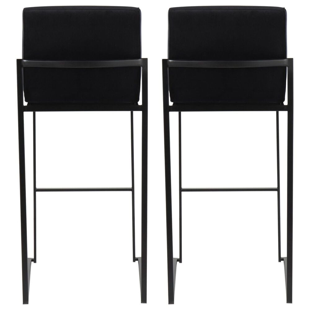 Lumisource Fuji Stackable Barstool with Black Velvet Cushion in Black &#40;Set of 2&#41;, , large