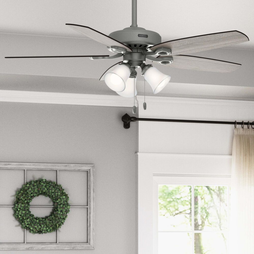 Hunter Builder Plus 52&quot; Ceiling Fan with Lights in Matte Silver, , large