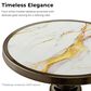 Furniture of America Gleam Round End Table in Antique Brass and White, , large