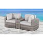 Hearth and Haven Outdoor Wicker Loveseat with Cushions and Built-in Cup Table in Gray, , large