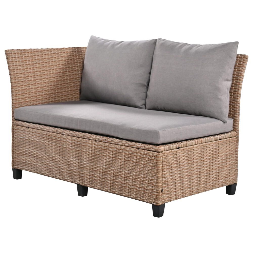 HOMLUX 5-Piece Outdoor Conversation Set with 2 Extendable Side Tables and Brown Rattan in Light Gray, , large