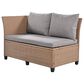 HOMLUX 5-Piece Outdoor Conversation Set with 2 Extendable Side Tables and Brown Rattan in Light Gray, , large