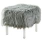 Furniture of America Scherrer Stationary Faux Fur Ottoman in Grey, , large