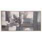 Maple and Jade 55" x 28" Geometric Wall Art with Silver Frame in Gray, White, Dark Blue and Brown, , large