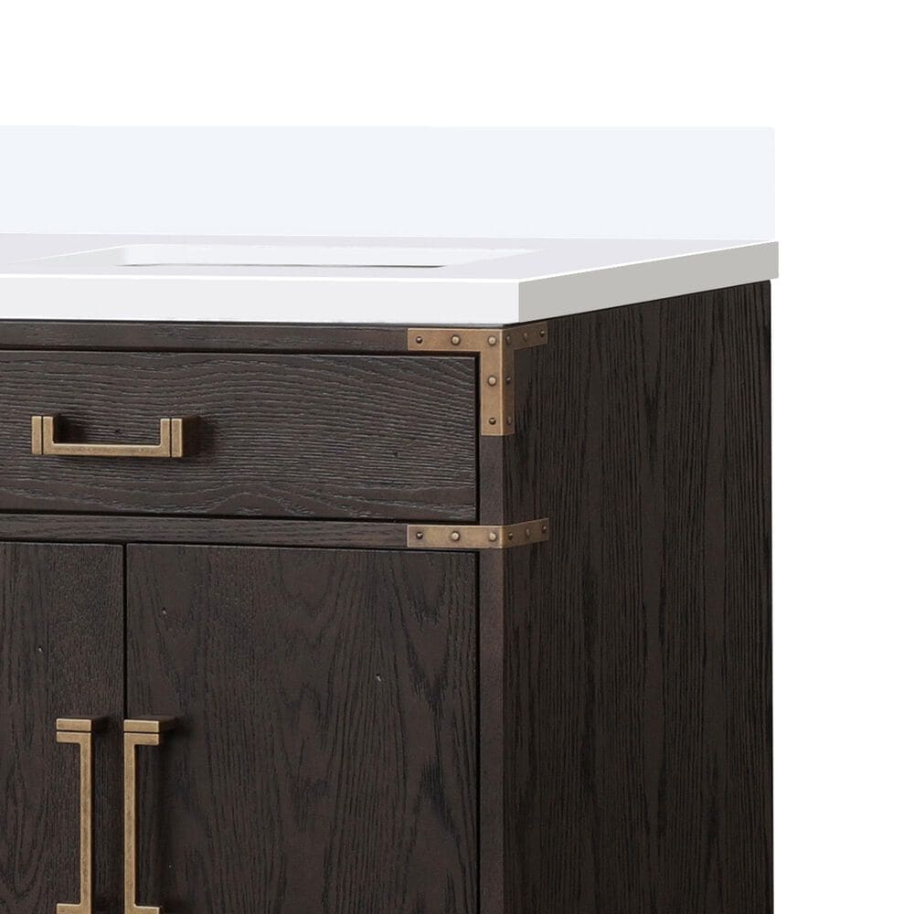 Lexora Home Laurel 72&quot; Double Bathroom Vanity in Brown Oak with White Quartz Top and Rectangular Sinks, , large