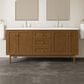 James Martin Laurent 72" Double Bathroom Vanity in Honey Oak with 3 cm White Zeus Silestone Top and Rectangular Sinks, , large