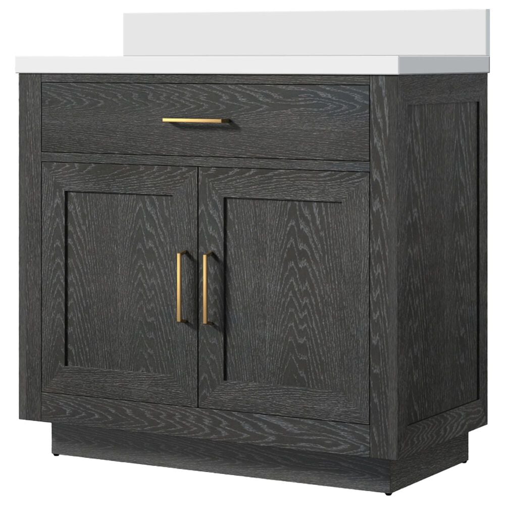 Lexora Home Abbey 36" Single Bathroom Vanity in Black Oak with 2 cm White Cultured Marble Top and Rectangular Sink, , large