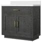 Lexora Home Abbey 36" Single Bathroom Vanity in Black Oak with 2 cm White Cultured Marble Top and Rectangular Sink, , large